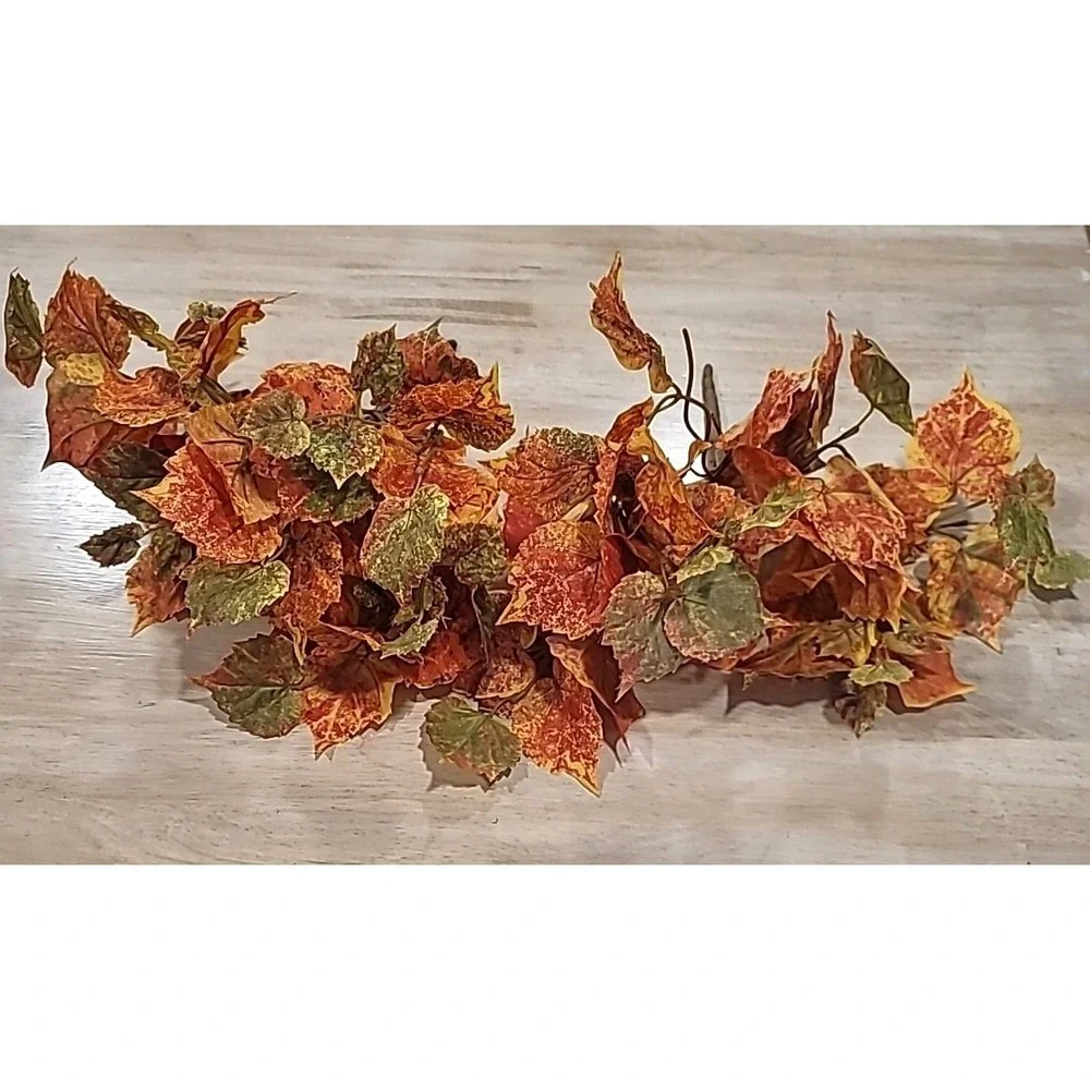4 piece Artificial Aspen Leaf -2 Stems & 2 6ft Garland Fall/Thanksgiving Decor